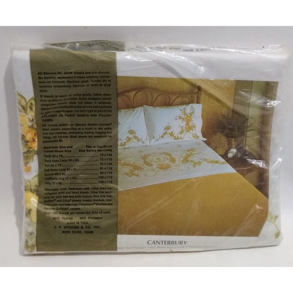 Vintage 80's Utica 50/50 Twin Flat Sheet 72 x104 Canterbury JP Stevens No Iron - Picture 5 of 5